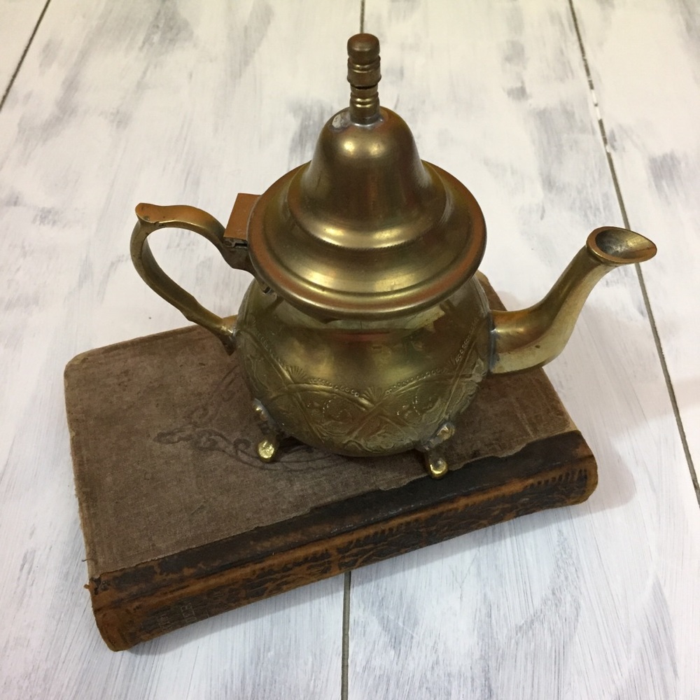 vintage boho brass metal middle eastern teapot